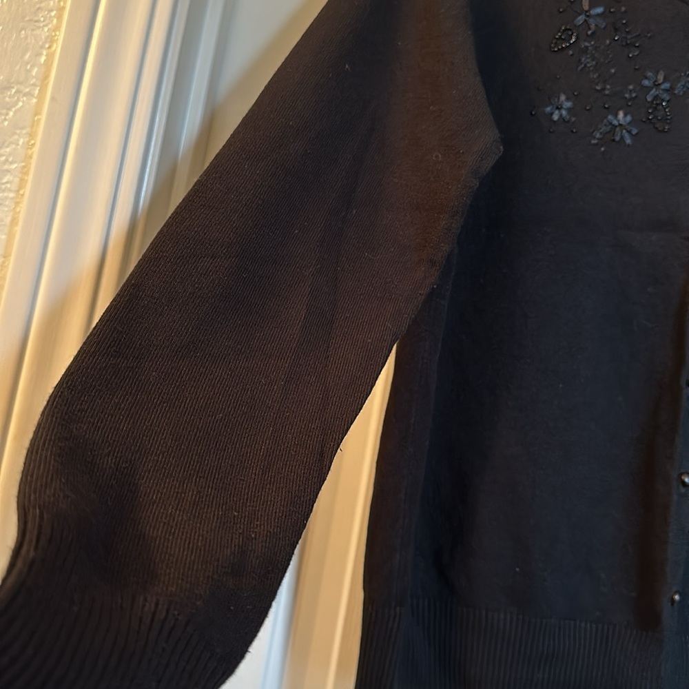 AGB black cardigan with black embroidered flower details in excellent condition! - Picture 5 of 7